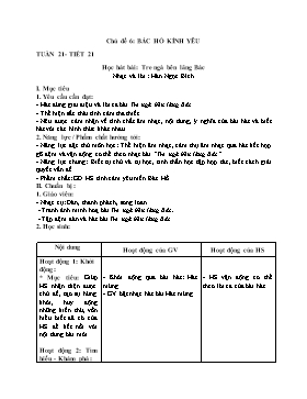 Kế hoạch bài dạy Âm nhạc Lớp 5 - Chủ đề 6: Bác Hồ kính yêu - Tuần 21, Tiết 21: Học hát bài: Tre ngà bên lăng Bác (Nhạc và lời: Hàn Ngọc Bích) - Năm học 2022-2023 - Nguyễn Anh Vũ
