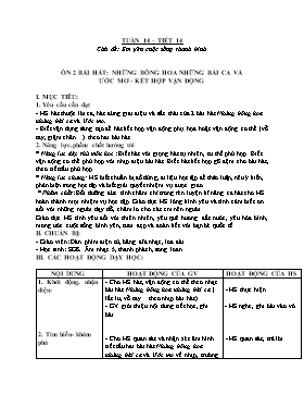 Kế hoạch bài dạy Âm nhạc Lớp 5 - Chủ đề: Em yêu cuộc sống Thanh Bình - Tuần 14, Tiết 14: Ôn 2 bài hát: 