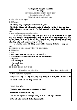 Kế hoạch bài dạy Âm nhạc Lớp 5 - Chủ đề: Thiên nhiên tươi đẹp - Tuần 7, Tiết 7: Ôn tập đọc nhạc số 1, số 2; Nhịp 2/4, 3/4 và cách đánh nhịp - Năm học 2022-2023 - Nguyễn Anh Vũ
