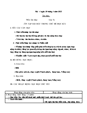 Kế hoạch bài dạy Âm nhạc Lớp 5 - Tuần 30 - Năm học 2021-2022 - Nguyễn Anh Vũ