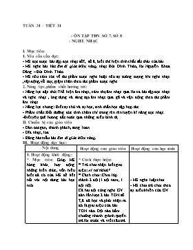 Kế hoạch bài dạy Âm nhạc Lớp 5 - Tuần 31, Tiết 31: Ôn tập TĐN số 7, số 8; Nghe nhạc - Năm học 2022-2023 - Nguyễn Anh Vũ