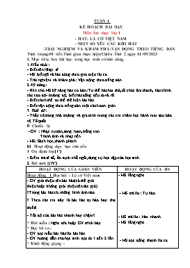 Kế hoạch bài dạy Âm nhạc Tiểu học - Tuần 1 - Năm học 2022-2023 - Lê Thị Kim Chung