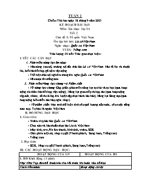 Kế hoạch bài dạy Âm nhạc Tiểu học - Tuần 2 - Năm học 2023-2024 - Nguyễn Thị Thu Hương