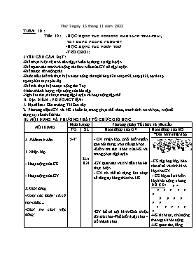 Kế hoạch bài dạy Giáo dục thể chất Lớp 1 - Tuần 10 - Năm học 2022-2023 - Nguyễn Anh Vũ