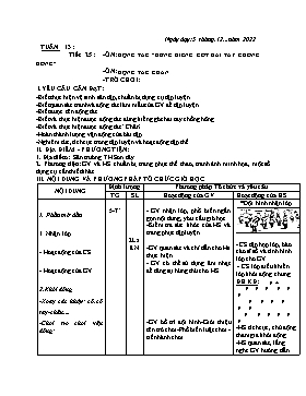 Kế hoạch bài dạy Giáo dục thể chất Lớp 1 - Tuần 13 - Năm học 2022-2023 - Nguyễn Anh Vũ