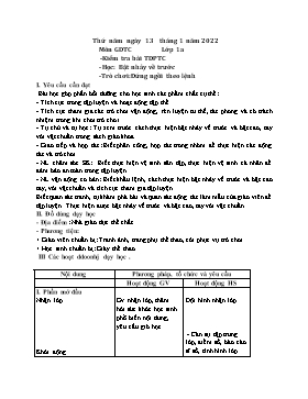 Kế hoạch bài dạy Giáo dục thể chất Lớp 1 - Tuần 18 - Năm học 2021-2022 - Nguyễn Anh Vũ