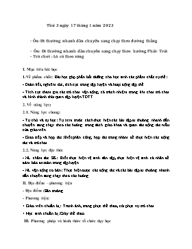 Kế hoạch bài dạy Giáo dục thể chất Lớp 1 - Tuần 19 - Năm học 2022-2023 - Nguyễn Anh Vũ