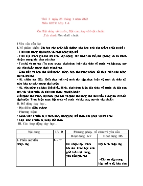 Kế hoạch bài dạy Giáo dục thể chất Lớp 1 - Tuần 20 - Năm học 2021-2022 - Nguyễn Anh Vũ