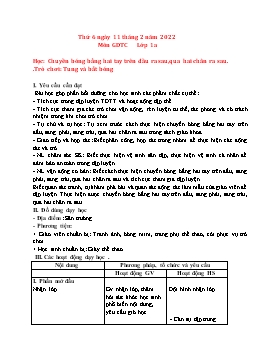 Kế hoạch bài dạy Giáo dục thể chất Lớp 1 - Tuần 21 - Năm học 2021-2022 - Nguyễn Anh Vũ