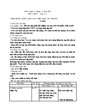 Kế hoạch bài dạy Giáo dục thể chất Lớp 1 - Tuần 24A - Năm học 2021-2022 - Nguyễn Anh Vũ