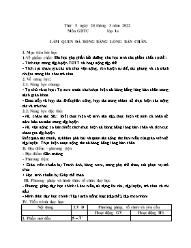Kế hoạch bài dạy Giáo dục thể chất Lớp 1 - Tuần 26B - Năm học 2021-2022 - Nguyễn Anh Vũ