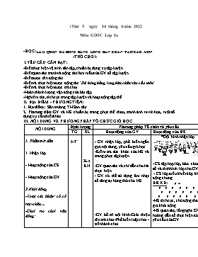 Kế hoạch bài dạy Giáo dục thể chất Lớp 1 - Tuần 29 - Năm học 2021-2022 - Nguyễn Anh Vũ
