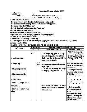 Kế hoạch bài dạy Giáo dục thể chất Lớp 1 - Tuần 7 - Năm học 2022-2023 - Nguyễn Anh Vũ