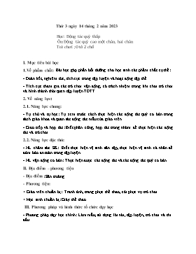 Kế hoạch bài dạy Giáo dục thể chất Lớp 2 - Tuần 22 - Năm học 2022-2023 - Nguyễn Anh Vũ