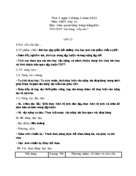Kế hoạch bài dạy Giáo dục thể chất Lớp 2 - Tuần 23A - Năm học 2021-2022 - Nguyễn Anh Vũ