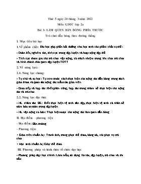 Kế hoạch bài dạy Giáo dục thể chất Lớp 2 - Tuần 26 - Năm học 2021-2022 - Nguyễn Anh Vũ