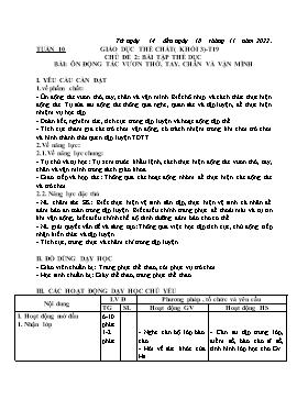 Kế hoạch bài dạy Giáo dục thể chất Lớp 3 - Tuần 10 - Năm học 2022-2023 - Nguyễn Anh Vũ