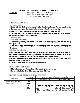 Kế hoạch bài dạy Giáo dục thể chất Lớp 3 - Tuần 12 - Năm học 2022-2023 - Nguyễn Anh Vũ