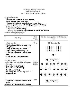 Kế hoạch bài dạy Giáo dục thể chất Lớp 3 - Tuần 21 - Năm học 2021-2022 - Nguyễn Anh Vũ