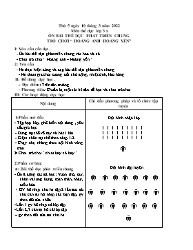 Kế hoạch bài dạy Giáo dục thể chất Lớp 3 - Tuần 24 - Năm học 2021-2022 - Nguyễn Anh Vũ