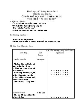 Kế hoạch bài dạy Giáo dục thể chất Lớp 3 - Tuần 25B - Năm học 2021-2022 - Nguyễn Anh Vũ