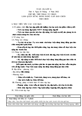 Kế hoạch bài dạy Giáo dục thể chất Tiểu học - Tuần 19 - Năm học 2021-2022 - Trần Thị Vân