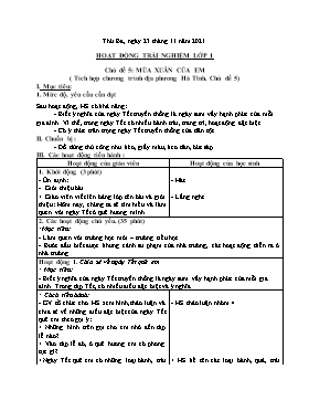Kế hoạch bài dạy Hoạt động trải nghiệm Lớp 1, 2 - Tuần 11 - Năm học 2021-2022 - Nguyễn Song Hào
