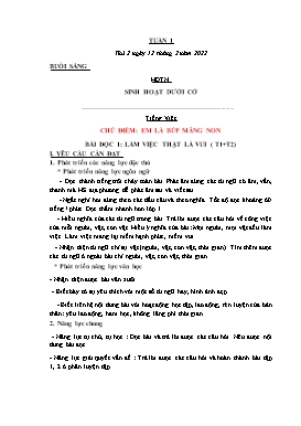 Kế hoạch bài dạy Khối 2 - Tuần 1 - Năm học 2022-2023 - Đoàn Thị Kiều Hưng
