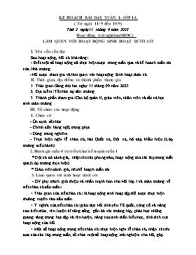 Kế hoạch bài dạy Lớp 1 - Tuần 1 - Năm học 2020-2021 - Trịnh Thị Hà