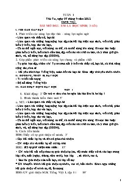 Kế hoạch bài dạy Lớp 1 - Tuần 1 - Năm học 2022-2023 - Nguyễn Thị Ngân