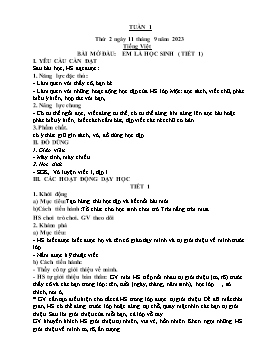 Kế hoạch bài dạy Lớp 1 - Tuần 1 - Năm học 2023-2024 - Phan Thị Nhương