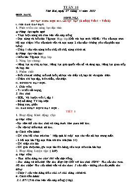 Kế hoạch bài dạy Lớp 1 - Tuần 10 - Năm học 2022-2023 - Nguyễn Thị Ngân