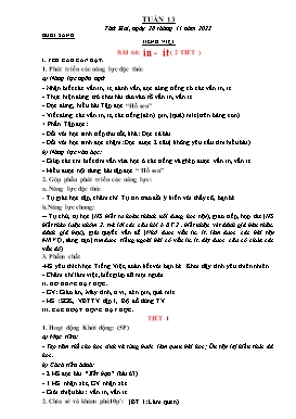 Kế hoạch bài dạy Lớp 1 - Tuần 13 - Năm học 2022-2023 - Nguyễn Thị Ngân