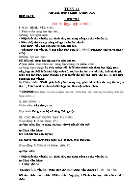 Kế hoạch bài dạy Lớp 1 - Tuần 14 - Năm học 2022-2023 - Nguyễn Thị Ngân