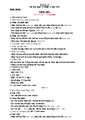 Kế hoạch bài dạy Lớp 1 - Tuần 15 - Năm học 2022-2023 - Nguyễn Thị Ngân