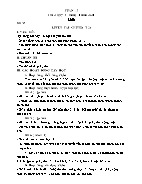 Kế hoạch bài dạy Lớp 1 - Tuần 17 - Năm học 2020-2021 - Trịnh Thị Hà