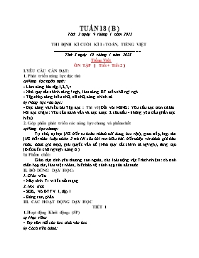 Kế hoạch bài dạy Lớp 1 - Tuần 18 - Năm học 2022-2023 - Nguyễn Thị Ngân