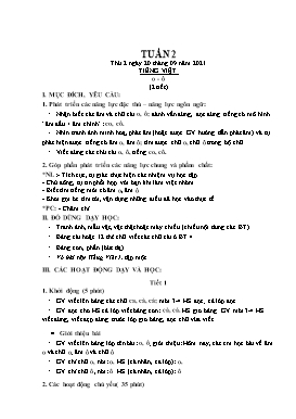 Kế hoạch bài dạy Lớp 1 - Tuần 2 - Năm học 2021-2022 - Phan Thị Nhương
