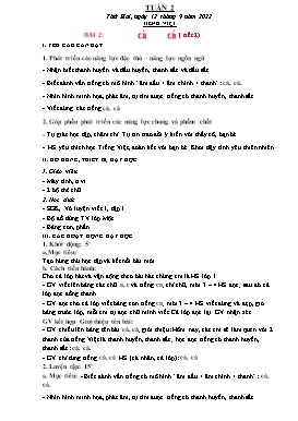 Kế hoạch bài dạy Lớp 1 - Tuần 2 - Năm học 2022-2023 - Nguyễn Thị Ngân