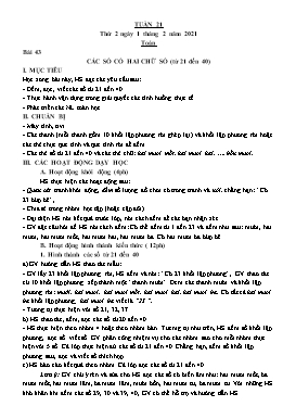 Kế hoạch bài dạy Lớp 1 - Tuần 21 - Năm học 2020-2021 - Trịnh Thị Hà
