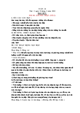 Kế hoạch bài dạy Lớp 1 - Tuần 21 - Năm học 2021-2022 - Nguyễn Thị Ngân