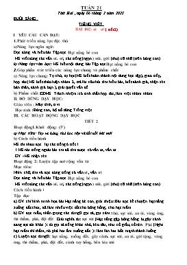 Kế hoạch bài dạy Lớp 1 - Tuần 21 - Năm học 2022-2023 - Nguyễn Thị Ngân