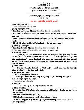 Kế hoạch bài dạy Lớp 1 - Tuần 22 - Năm học 2021-2022 - Nguyễn Thị Ngân