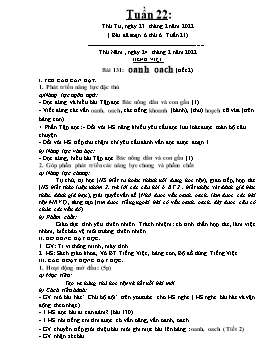 Kế hoạch bài dạy Lớp 1 - Tuần 22 - Năm học 2021-2022 - Phan Thị Nhương