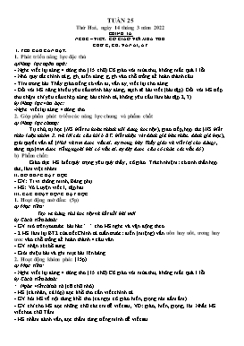 Kế hoạch bài dạy Lớp 1 - Tuần 25 - Năm học 2021-2022 - Phan Thị Nhương