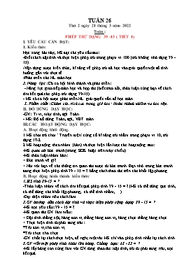 Kế hoạch bài dạy Lớp 1 - Tuần 26 - Năm học 2021-2022 - Nguyễn Thị Ngân