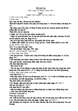 Kế hoạch bài dạy Lớp 1 - Tuần 26 - Năm học 2021-2022 - Phan Thị Nhương