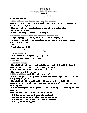 Kế hoạch bài dạy Lớp 1 - Tuần 3 - Năm học 2021-2022 - Phan Thị Nhương