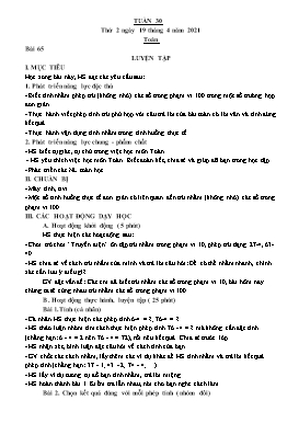 Kế hoạch bài dạy Lớp 1 - Tuần 31 - Năm học 2020-2021 - Trịnh Thị Hà