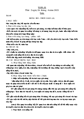 Kế hoạch bài dạy Lớp 1 - Tuần 32 - Năm học 2020-2021 - Trịnh Thị Hà